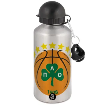 ΠΑΟ BC, Μεταλλικό παγούρι νερού, Ασημένιο, αλουμινίου 500ml