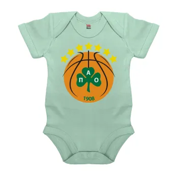 ΠΑΟ BC, Βρεφικό φορμάκι μωρού, 0-18 μηνών, mint (Μέντα), 100% Organic Cotton, κοντομάνικο