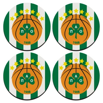 PAO BC, SET of 4 round wooden coasters (9cm)