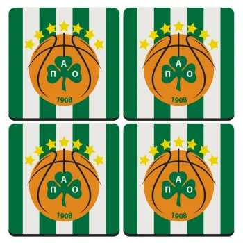 ΠΑΟ BC, ΣΕΤ 4 Σουβέρ ξύλινα τετράγωνα (9cm)