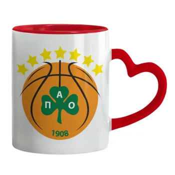 PAO BC, Mug heart red handle, ceramic, 330ml