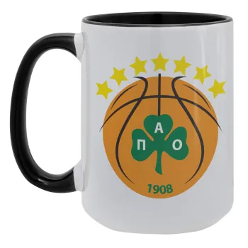 PAO BC, Κούπα Mega 15oz, κεραμική Μαύρη, 450ml