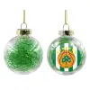 Transparent Christmas tree ball ornament with green filling 8cm