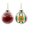 Transparent Christmas tree ball ornament with red filling 8cm