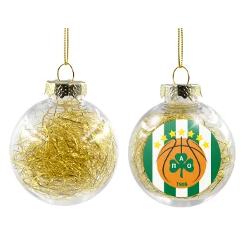 PAO BC, Transparent Christmas tree ball ornament with gold filling 8cm