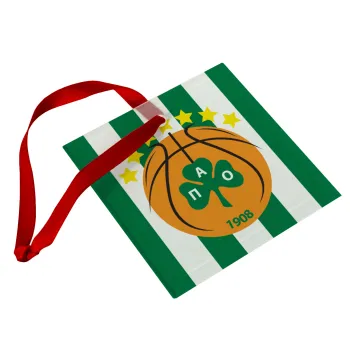 ΠΑΟ BC, Στολίδι Χριστουγεννιάτικο στολίδι γυάλινο τετράγωνο 9x9cm