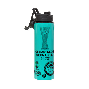 Olympiacos UEFA Europa Conference League Champion 2023/24, Metallic water bottle with safety lid, 850ml aluminum