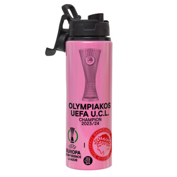 Olympiacos UEFA Europa Conference League Champion 2023/24, Metallic water bottle with safety lid, 850ml aluminum