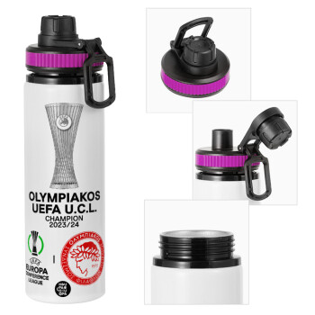 Olympiacos UEFA Europa Conference League Champion 2023/24, Metallic water bottle with safety lid, 850ml aluminum