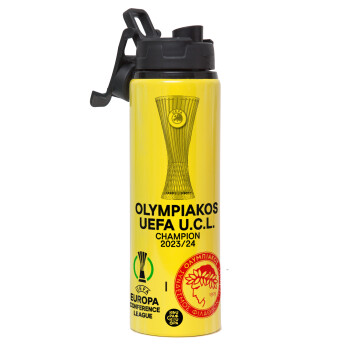 Olympiacos UEFA Europa Conference League Champion 2023/24, Metallic water bottle with safety lid, 850ml aluminum