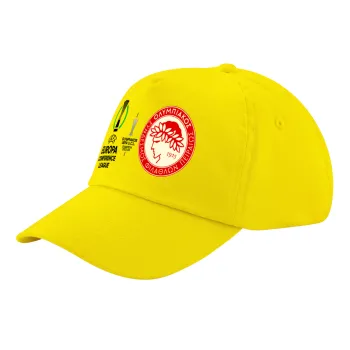Olympiacos UEFA Europa Conference League Champion 2023/24, Child's Baseball Cap, 100% Cotton Twill, Yellow (COTTON, CHILD, UNISEX, ONE SIZE)