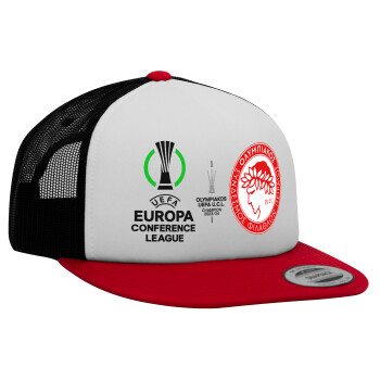 Olympiacos UEFA Europa Conference League Champion 2023/24, Καπέλο Ενηλίκων Foam Flat Snapback με Δίχτυ, (POLYESTER, ΕΝΗΛΙΚΩΝ, UNISEX, ONE SIZE)