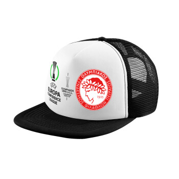 Olympiacos UEFA Europa Conference League Champion 2023/24, Καπέλο Ενηλίκων Soft Trucker με Δίχτυ Black/White (POLYESTER, ΕΝΗΛΙΚΩΝ, UNISEX, ONE SIZE)