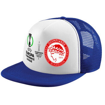 Olympiacos UEFA Europa Conference League Champion 2023/24, Καπέλο Ενηλίκων Soft Trucker με Δίχτυ Blue/White (POLYESTER, ΕΝΗΛΙΚΩΝ, UNISEX, ONE SIZE)
