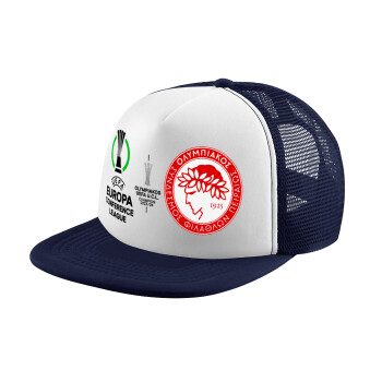 Olympiacos UEFA Europa Conference League Champion 2023/24, Καπέλο Ενηλίκων Soft Trucker με Δίχτυ Dark Blue/White (POLYESTER, ΕΝΗΛΙΚΩΝ, UNISEX, ONE SIZE)