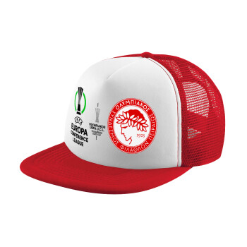 Olympiacos UEFA Europa Conference League Champion 2023/24, Καπέλο Ενηλίκων Soft Trucker με Δίχτυ Red/White (POLYESTER, ΕΝΗΛΙΚΩΝ, UNISEX, ONE SIZE)