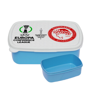 Ολυμπιακός νικητής UEFA Europa Conference League Champion 2023/24, ΜΠΛΕ παιδικό δοχείο φαγητού (lunchbox) πλαστικό (BPA-FREE) Lunch Βox M18 x Π13 x Υ6cm