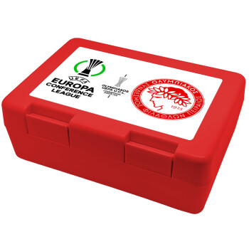 Olympiacos UEFA Europa Conference League Champion 2023/24, Children's cookie container RED 185x128x65mm (BPA free plastic)