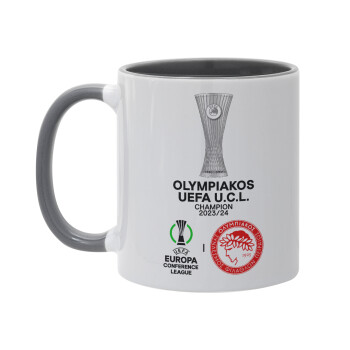 Olympiacos UEFA Europa Conference League Champion 2023/24, Mug colored grey, ceramic, 330ml