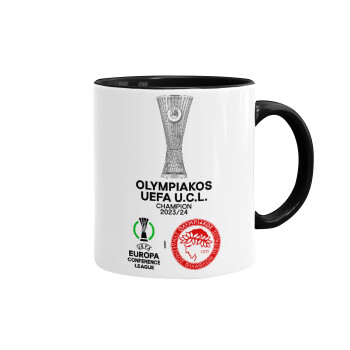 Olympiacos UEFA Europa Conference League Champion 2023/24, Mug colored black, ceramic, 330ml