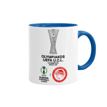 Olympiacos UEFA Europa Conference League Champion 2023/24, Mug colored blue, ceramic, 330ml