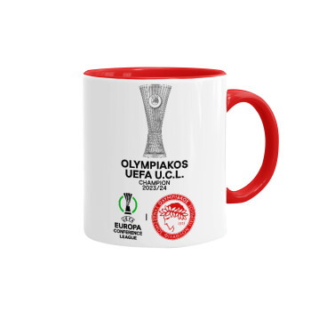 Olympiacos UEFA Europa Conference League Champion 2023/24, Mug colored red, ceramic, 330ml