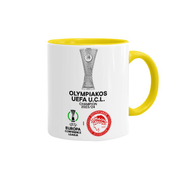 Olympiacos UEFA Europa Conference League Champion 2023/24, Mug colored yellow, ceramic, 330ml