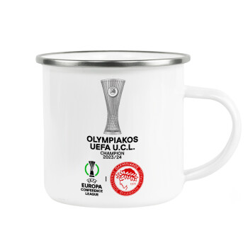 Ολυμπιακός νικητής UEFA Europa Conference League Champion 2023/24, Κούπα Μεταλλική εμαγιέ λευκη 360ml