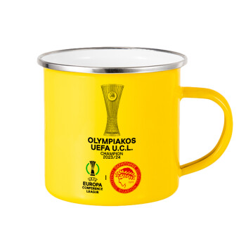 Olympiacos UEFA Europa Conference League Champion 2023/24, Κούπα Μεταλλική εμαγιέ Κίτρινη 360ml