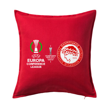 Olympiacos UEFA Europa Conference League Champion 2023/24, Sofa cushion RED 50x50cm includes filling