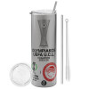 Tumbler stainless steel Silver 600ml, with metal straw & cleaning brush