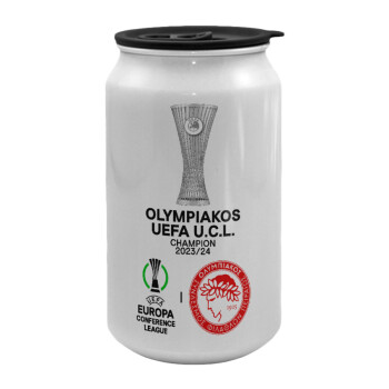 Ολυμπιακός νικητής UEFA Europa Conference League Champion 2023/24, Κούπα ταξιδιού μεταλλική με καπάκι (tin-can) 500ml