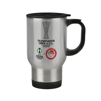 Olympiacos UEFA Europa Conference League Champion 2023/24, Stainless steel travel mug with lid, double wall 450ml