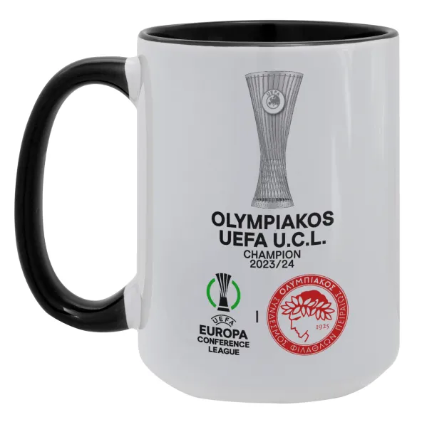 Ολυμπιακός νικητής UEFA Europa Conference League Champion 2023/24 — Mega 15oz Μαύρη