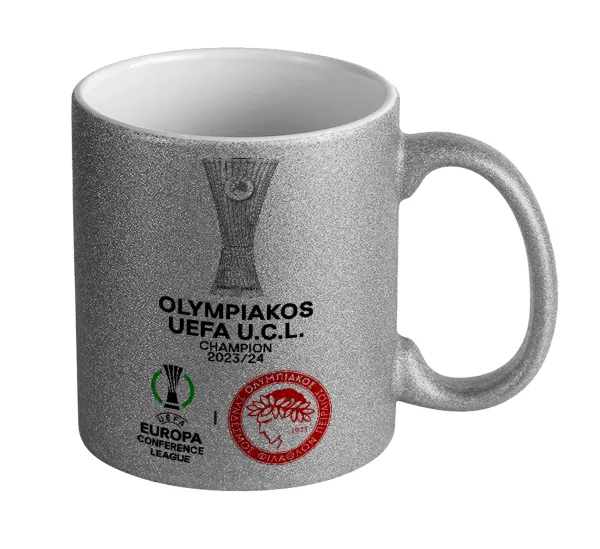 Ολυμπιακός νικητής UEFA Europa Conference League Champion 2023/24 — Glitter Ασημένια