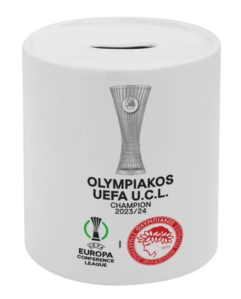 Ολυμπιακός νικητής UEFA Europa Conference League Champion 2023/24 — Κουμπαράς πορσελάνης με τάπα