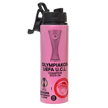 Olympiacos UEFA Europa Conference League Champion 2023/24, Metallic water bottle with safety lid, 850ml aluminum