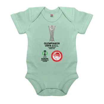 Ολυμπιακός νικητής UEFA Europa Conference League Champion 2023/24, Βρεφικό φορμάκι μωρού, 0-18 μηνών, mint (Μέντα), 100% Organic Cotton, κοντομάνικο