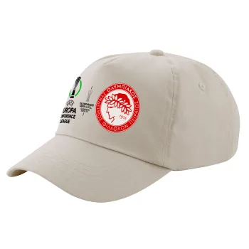 Ολυμπιακός νικητής UEFA Europa Conference League Champion 2023/24, Μπεζ (SAND) Πεντάφυλλο Καπέλο Ενηλίκων Βαμβακερό (UNISEX, ONE SIZE)