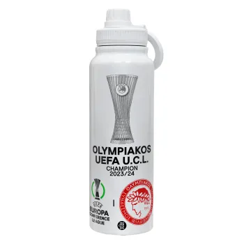 Ολυμπιακός νικητής UEFA Europa Conference League Champion 2023/24, Θερμός 1L Ανοξείδωτο με Βάση Κινητού & Διπλά Τοιχώματα