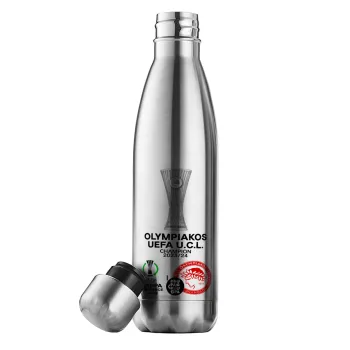 Ολυμπιακός νικητής UEFA Europa Conference League Champion 2023/24, Μεταλλικό παγούρι θερμός Inox (Stainless steel), διπλού τοιχώματος, 500ml