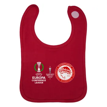 Ολυμπιακός νικητής UEFA Europa Conference League Champion 2023/24, Σαλιάρα με Σκρατς Κόκκινη 100% Organic Cotton (0-18 months)