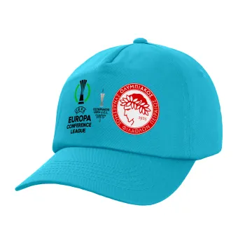 Olympiacos UEFA Europa Conference League Champion 2023/24, Children's Baseball Cap, 100% Cotton Twill, Blue (COTTON, CHILDREN, UNISEX, ONE SIZE)