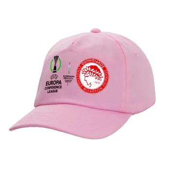 Olympiacos UEFA Europa Conference League Champion 2023/24, Casual children's baseball cap, 100% Cotton Twill, PINK (COTTON, CHILDREN'S, ONE SIZE)