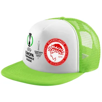 Ολυμπιακός νικητής UEFA Europa Conference League Champion 2023/24, Καπέλο Ενηλίκων Soft Trucker με Δίχτυ ΠΡΑΣΙΝΟ/ΛΕΥΚΟ (POLYESTER, ΕΝΗΛΙΚΩΝ, ONE SIZE)