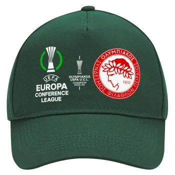 Ολυμπιακός νικητής UEFA Europa Conference League Champion 2023/24, Καπέλο Ενηλίκων Ultimate ΠΡΑΣΙΝΟ, (100% ΒΑΜΒΑΚΕΡΟ DRILL, ΕΝΗΛΙΚΩΝ, UNISEX, ONE SIZE)