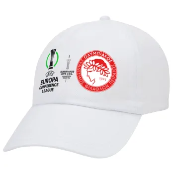 Ολυμπιακός νικητής UEFA Europa Conference League Champion 2023/24, Καπέλο Ενηλίκων Baseball Λευκό 5-φύλλο (POLYESTER, ΕΝΗΛΙΚΩΝ, UNISEX, ONE SIZE)