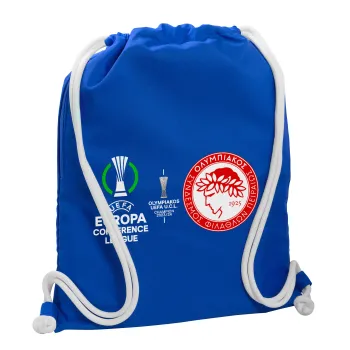 Olympiacos UEFA Europa Conference League Champion 2023/24, Backpack pouch GYMBAG Blue, with pocket (40x48cm) & thick cords