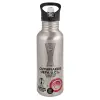 Water bottle Silver with straw, stainless steel 600ml