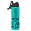 Metallic water bottle with safety lid, 850ml aluminum